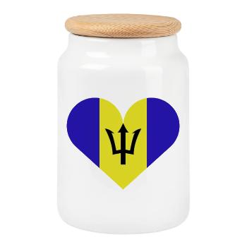 Barbados flag with heart - Cookie Jar with Wooden Lid - white - Front