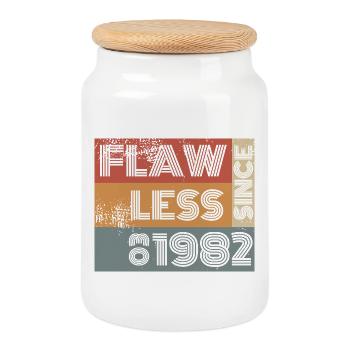 44e anniversaire Parfait depuis 03/1982 - Boîte à biscuits avec couvercle en bois - blanc - Devant