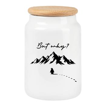 But why? Pinguin Meme Fußspuren Eis Berge Eisberg - Cookie Jar with Wooden Lid - white - Front
