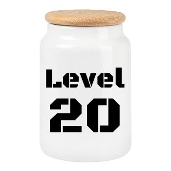 Level 20 - Cookie Jar with Wooden Lid - white - Front