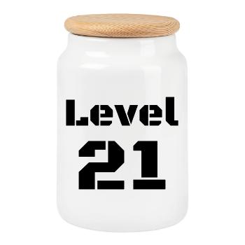 Level 21 - Cookie Jar with Wooden Lid - white - Front