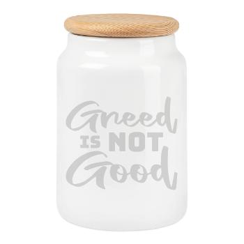 Greed Is Not Good Antikapitalismus Aussage Protest - Keksdose mit Holzdeckel - Weiß - Vorne
