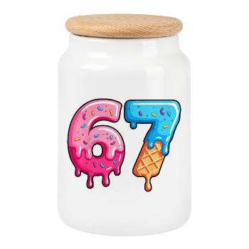 Figures Sweet 6-7 Dessert Font - Cookie Jar with Wooden Lid - white - Front