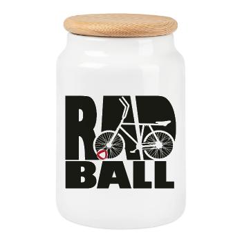 Cycling ball, cycleball, indoor cycling - Cookie Jar with Wooden Lid - white - Front