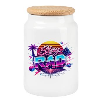 Stay RAD Neon Retro - Cookie Jar with Wooden Lid - white - Front