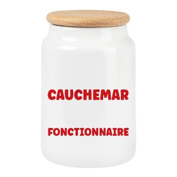 Fonctionnaire - Boîte à biscuits avec couvercle en bois - blanc - Devant