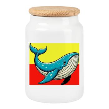 baleine - Boîte à biscuits avec couvercle en bois - blanc - Devant