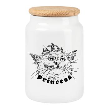 Princess - Cookie Jar with Wooden Lid - white - Front