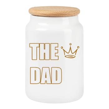 THE DAD – Bold & Classic Father Statement Design - Keksdose mit Holzdeckel - Weiß - Vorne