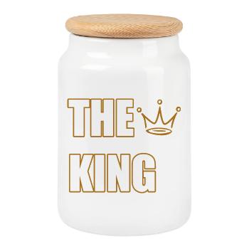 THE KING – Bold Royal Statement Design - Keksdose mit Holzdeckel - Weiß - Vorne