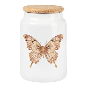 Art de papillon rose pâle - Boîte à biscuits avec couvercle en bois - blanc - Devant