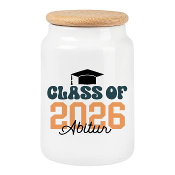 Class Of 2026 Outfit Abi 26 Abitur Hut Abschluss - Keksdose mit Holzdeckel - Weiß - Vorne