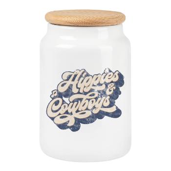 For the Hippies & the Cowboys - Cookie Jar with Wooden Lid - white - Front