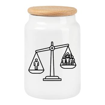 Concept de justice de la Balance - Boîte à biscuits avec couvercle en bois - blanc - Devant