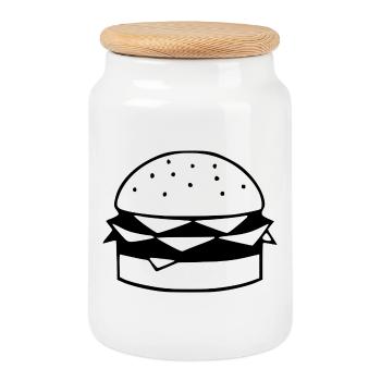 Fast Food Design Geschenk Koch  - Keksdose mit Holzdeckel - Weiß - Vorne