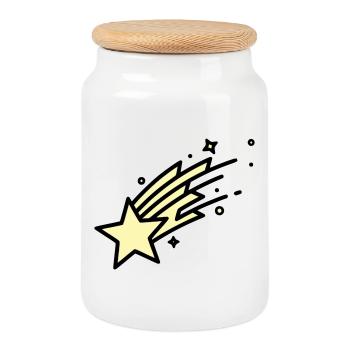 Sternschnuppe Komet Comic - Keksdose mit Holzdeckel - Weiß - Vorne