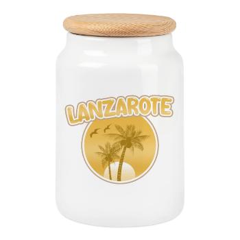 Geschenk für Lanzarote - Keksdose mit Holzdeckel - Weiß - Vorne