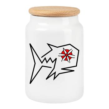 Blossoms Fish Fantasy - Cookie Jar with Wooden Lid - white - Front