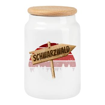 Schwarzwald Baden Württemberg Deutschland Souvenir - Keksdose mit Holzdeckel - Weiß - Vorne