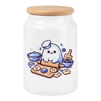 Cooking Spirit Kawaii Baking Joy - Cookie Jar with Wooden Lid - white - Front