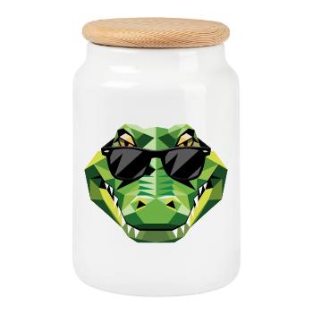 Krokodil Alligator Reptilien Kroko Liebe Krokodile - Keksdose mit Holzdeckel - Weiß - Vorne