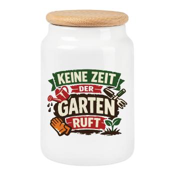 No Time - Le jardin appelle le jardinier rétro nature - Boîte à biscuits avec couvercle en bois - blanc - Devant