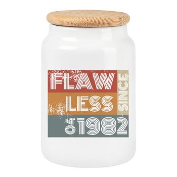 44. Birthday Flawless since 04/1982 - Cookie Jar with Wooden Lid - white - Front