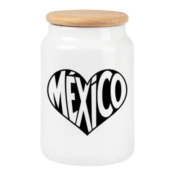 Mexico Heart Design - Boîte à biscuits avec couvercle en bois - blanc - Devant