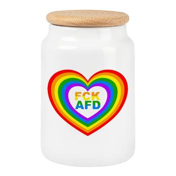 FCK AFD Herz - Keksdose mit Holzdeckel - Weiß - Vorne