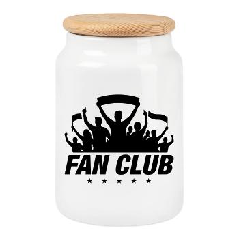 Fan Club Silhouette - Cookie Jar with Wooden Lid - white - Front