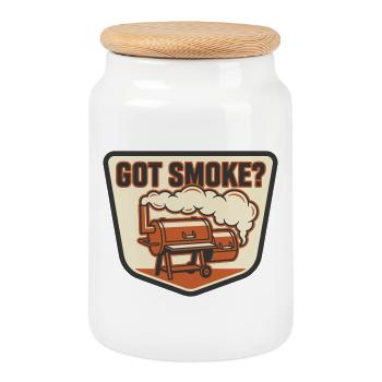 Offset Smoker T'as de la Fumée Maître Rôtisseur - Keksdose mit Holzdeckel - Weiß - Vorne
