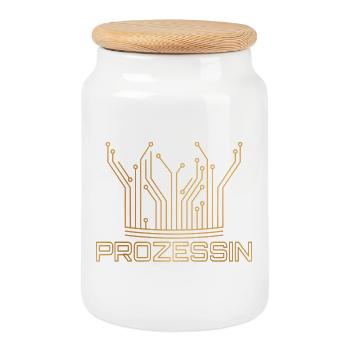 Prozessin - Prozessor trifft Prinzessin  - Keksdose mit Holzdeckel - Weiß - Vorne