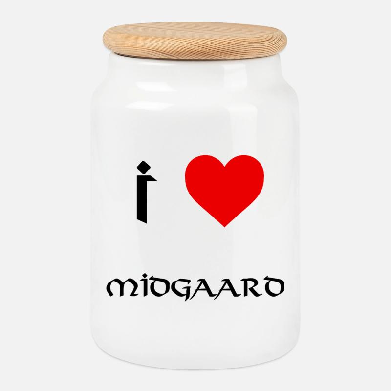 Ich liebe Midgaard - Keksdose mit Holzdeckel - Weiß