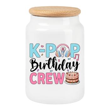 K-Pop Birthday Crew - Keksdose mit Holzdeckel - Weiß - Vorne