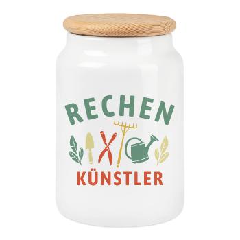 Rechen Künstler - Retro Gärtner Natur - Keksdose mit Holzdeckel - Weiß - Vorne