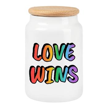 Love Wins Rainbow Gradient - Keksdose mit Holzdeckel - Weiß - Vorne