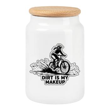 Dirt Is My Makeup Art de pochoir VTT - Boîte à biscuits avec couvercle en bois - blanc - Devant