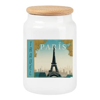 Paris Travel Retro Reiseposter - Keksdose mit Holzdeckel - Weiß - Vorne