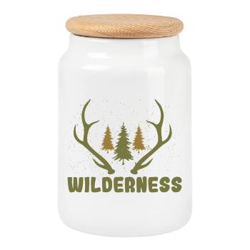 Wilderness Outdoor Deer Hunting Nature Design - Cookie Jar with Wooden Lid - white - Front