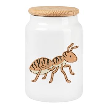 Fourmi tigrée stylisée rayures Tigrée - Boîte à biscuits avec couvercle en bois - blanc - Devant