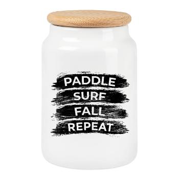 Paddle Surf Fall Repeat - Cookie Jar with Wooden Lid - white - Front