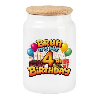 4. Geburtstags-Shirt Geburtstags-Shirt für Jungen 4 Jahre - Keksdose mit Holzdeckel - Weiß - Vorne