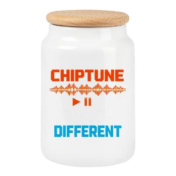 Chiptune shoots differently | 8-Bit Music Humor - Cookie Jar with Wooden Lid - white - Front