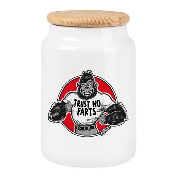 Gorilla Tee: Trust No Farts - Cookie Jar with Wooden Lid - white - Front