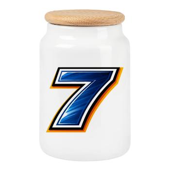 Number 7 Football Jersey Sporty Design - Cookie Jar with Wooden Lid - white - Front