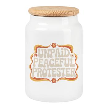 Unpaid Peaceful Protester Activist Saying Demo - Cookie Jar with Wooden Lid - white - Front