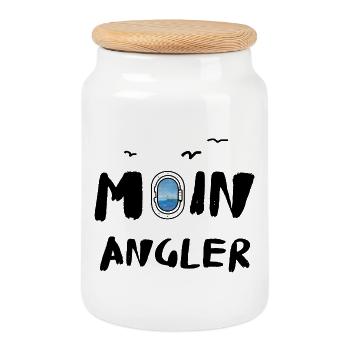 Moin Angler - Cookie Jar with Wooden Lid - white - Front