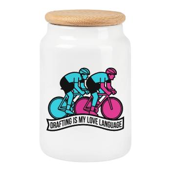 Le dessin technique, c’est mon langage de l’amour qui tourne - Boîte à biscuits avec couvercle en bois - blanc - Devant