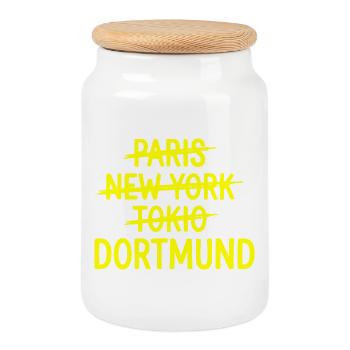 Dortmund, T-shirt de Ruhrpott City, Sweat à capuche, casquette - Boîte à biscuits avec couvercle en bois - blanc - Devant