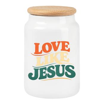 Jesus Tshirt Love Like Jesus Christliches Geschenk - Keksdose mit Holzdeckel - Weiß - Vorne